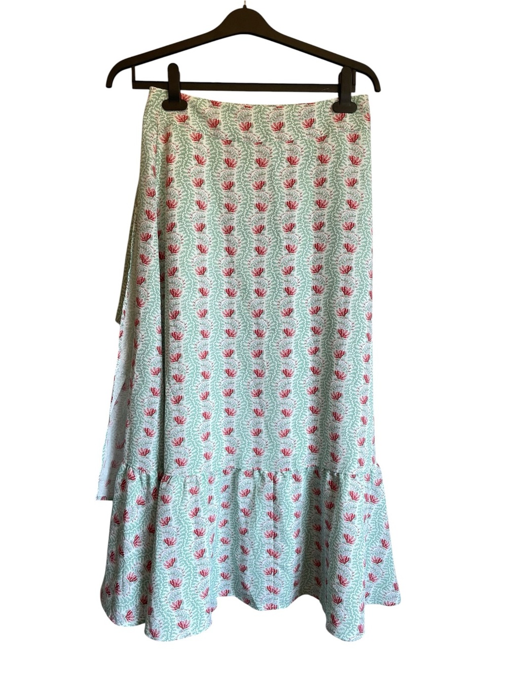 Hill House Wrap Maxi Skirt - Mint and Pink Floral - Picture 4 of 9